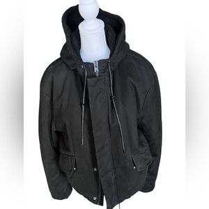 IRO Black Hooded Bomber Jacket